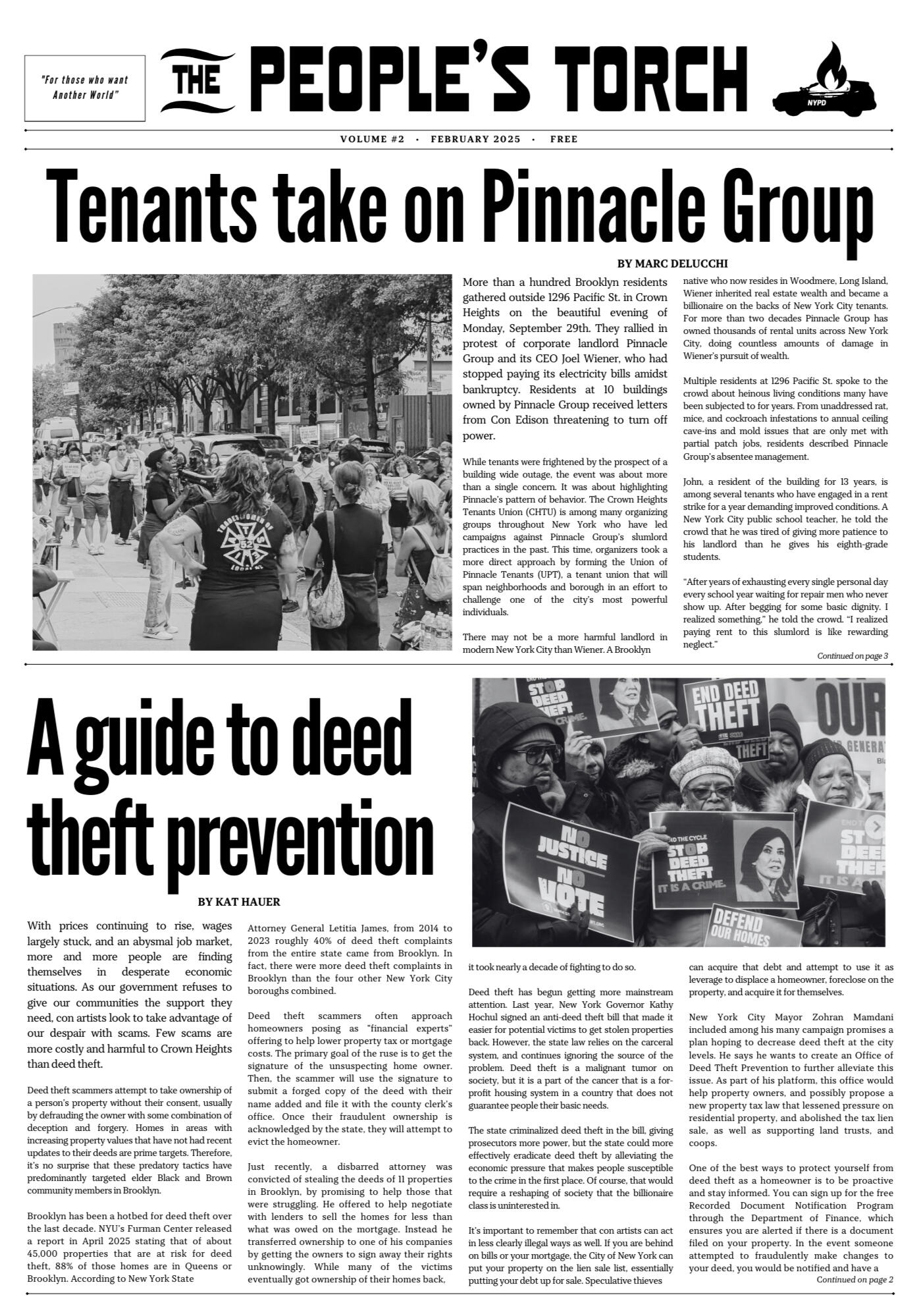 the front page of the March edition of the People's Torch