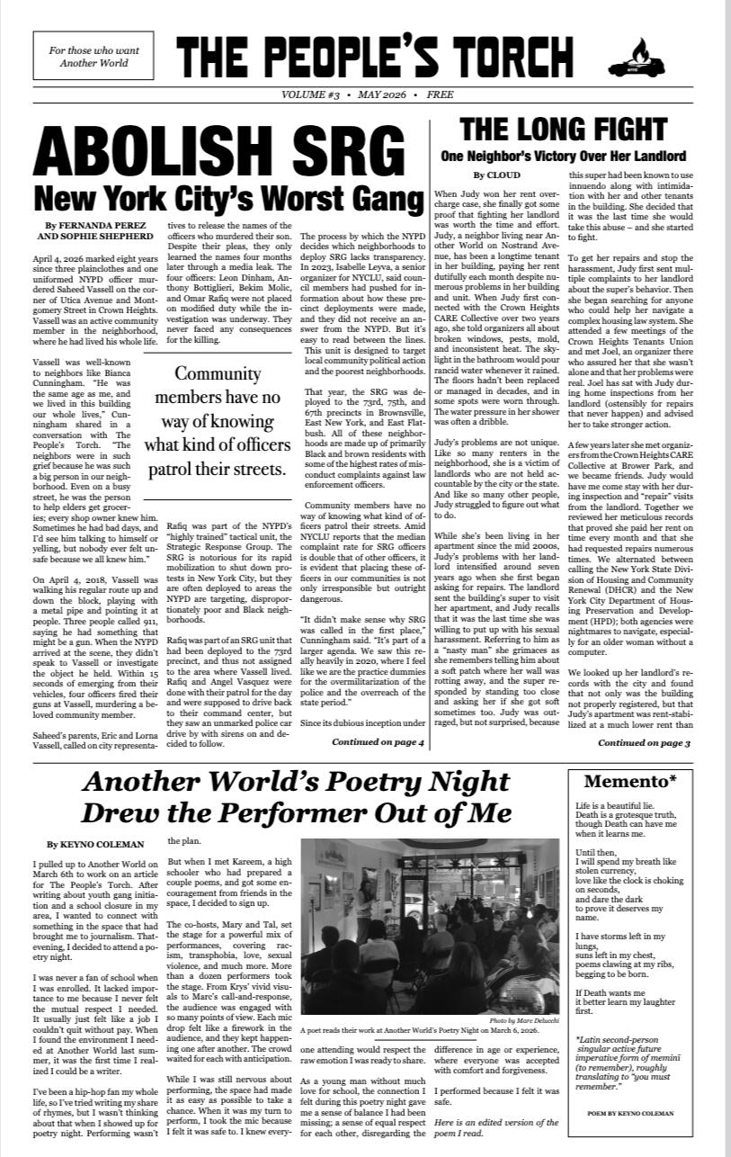 front cover of May 2026 edition of the People's Torch